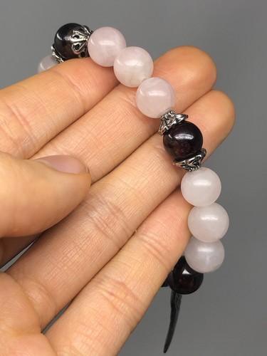 Rose Quartz Garnet Wing Bracelet handcrafted Healing Reiki P15 - Picture 3 of 7