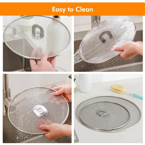 2 Splatter Screen for Frying Pan Stainless Steel Fine Mesh Grease Splatter Guard - Picture 9 of 11