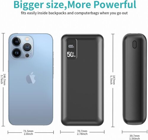 Power Bank 50000mAh 22,5 W schnelles Laden tragbares Ladegerät USB-C Schnellladen - Bild 4 von 7