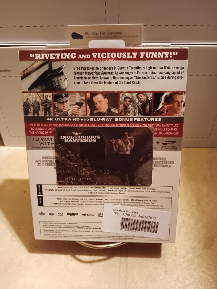 NEW Inglourious Basterds 4K XL Full Slip SteelBook Blu-ray [2009] Film Arena 165 Foto 4 de 4