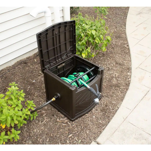 Garden Hose Portable Storage Box Outdoor Hideaway Water Reel Container 150 Ft. - Picture 6 of 12