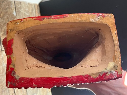 Antique Virgin Mary Statue OLV.van Vlaanderen  Flemish Ceramic Red Glazed 1900s⭐ - Picture 13 of 13