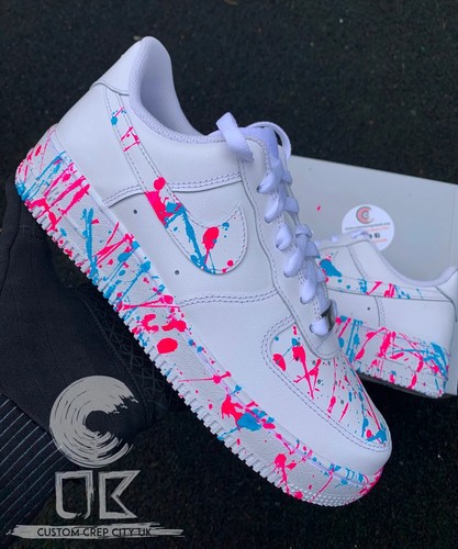 Nike Air Force 1 Personalizado Salpicaduras Revelación de Género Azul Rosa Hombres Mujeres Niños - Imagen 3 de 11