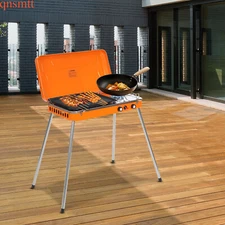 Used! Outdoor Camping BBQ Stove, 2-In-1 Grill & Stove Gas Camping Griddle Stove