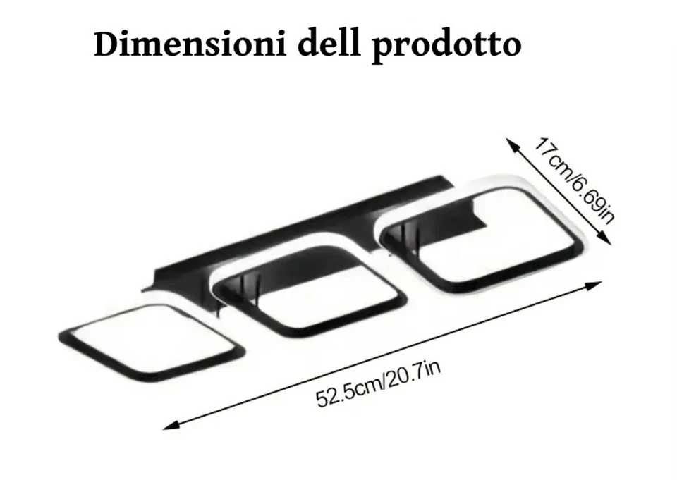 30W Plafoniera a LED Moderna Lampada da Soffitto Nera 3 colori luce - Immagine 3 di 4