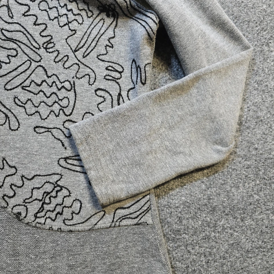 Suéter Perejil Salvia Para Mujer Talla Pequeña Gris Bordado Artístico Botón Top Informal Foto 3 de 4