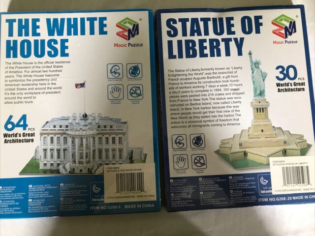 3D Puzzles Statue of Liberty and White House 3D Architecture Model Kit 3D Puzzles Statue of Liberty and White House 3D Architecture Model Kit