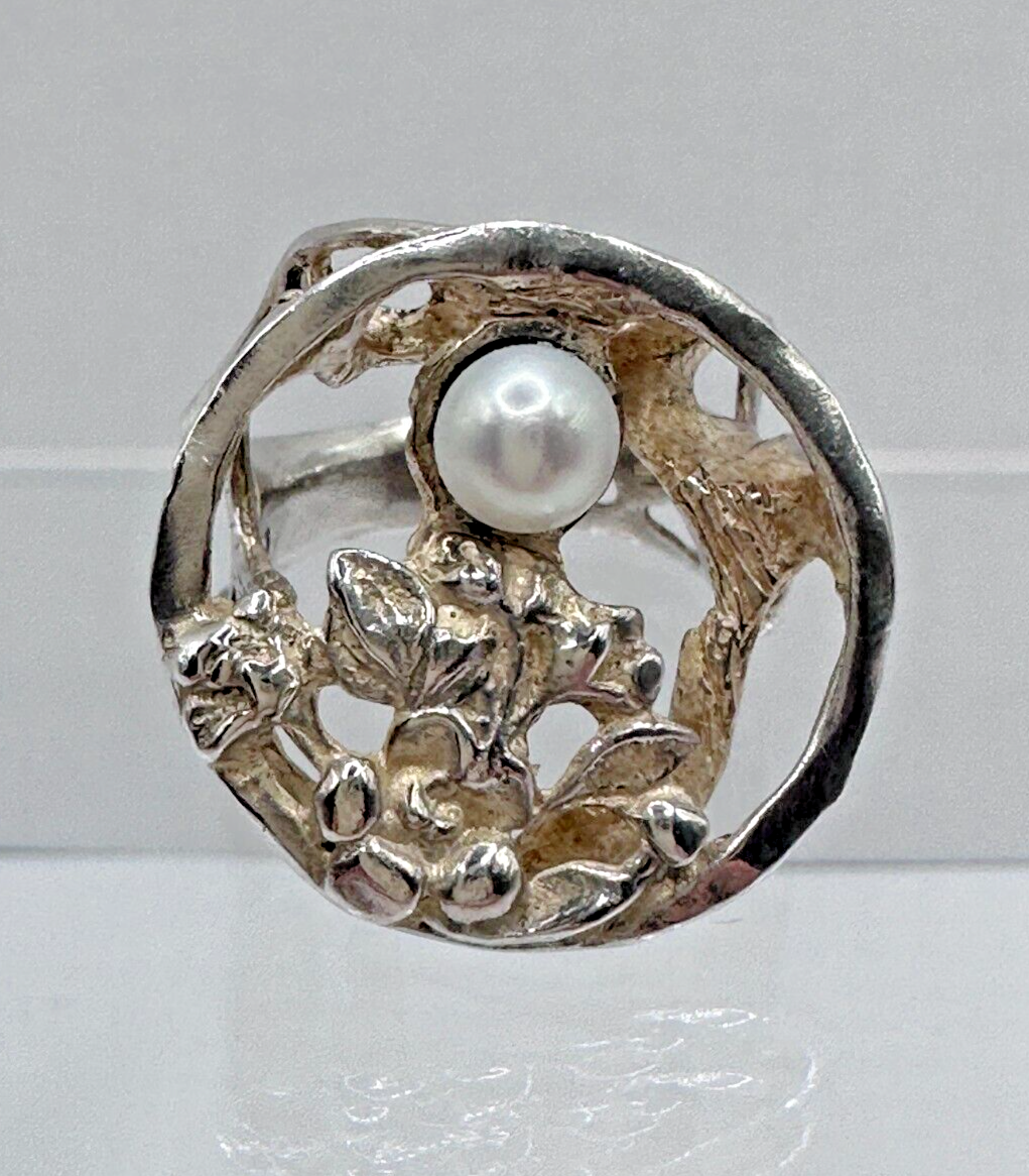 nff☆oyster pearl ring Vintage 14k Yellow Gold 8 MM Cultured Pearl Freeform Style