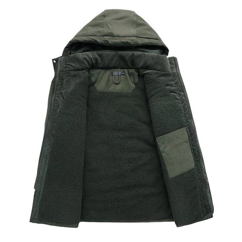 Men's Warm Winter Parka Fleece Coat Thick Padded Hooded Outdoor Jacket Casual - Bild 5 von 27