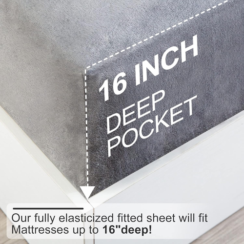Velvet Plush Sheets Set Full Size, Micro Fleece Extra Soft Cozy Sheet and Pillow - Picture 5 of 6