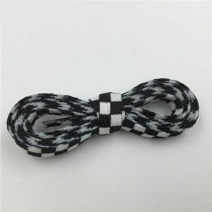 Checkered Glow in Dark Shoelaces Flat Grid Shoe Lace Polyester Ribbons Sneaker