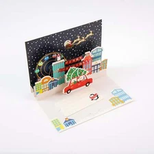 Whimsical Winter Town - Merry Christmas Pop Up 3D Greeting Card with Envelope