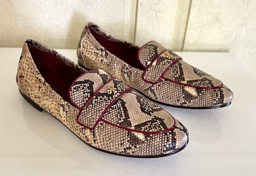 Neu im Karton Tory Burch Gr. 8 geprägte Schlangenleder-Ballerinas Wüste Dämmerung/Rubin fällt - Bild 2 von 6