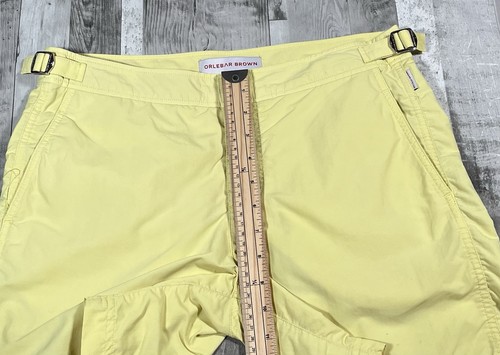 Orlebar braune Badeshorts Herren 30 gelb OB klassische Bulldogge Strand Schnalle Rivera - Bild 6 von 16