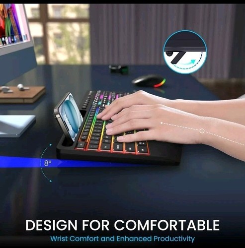 Kabellose Tastatur und Maus Combo Bluetooth RGB Hintergrundbeleuchtung PC407A PC418A - Bild 4 von 7