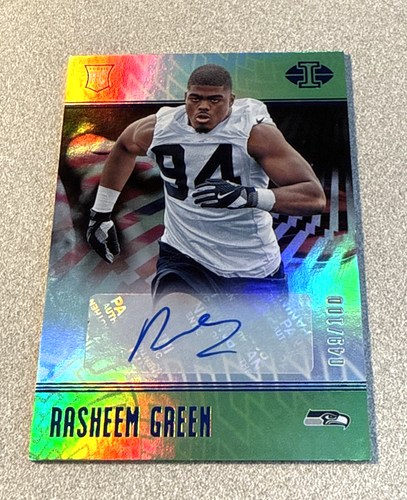 Panini Illusions RC Auto Blue #182 2018 Rasheem Green Seahawks/100 - Imagen 1 de 2