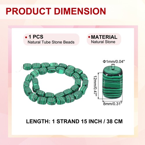 Natural Stone Gemstone Beads 15" 12x8mm Cuboid Spacer Bead, Peacock Green - Picture 2 of 6