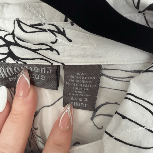 Additions by Chico’s Women’s 3 Short White Black Top LagenLook Minimalist - Picture 2 of 4