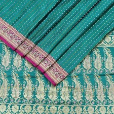 Vintage Sari Heavy Green Pure Satin Silk Woven Brocade Banarasi Sarees Zari 5Yd