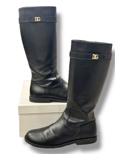 Dolce & Gabana Calfskin Boots With DG Logo 38 Kids - Picture 1 of 10