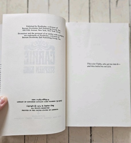 CARRIE By Stephen King 1974 First Edition Hardcover Dustjacket Very Good + Cond - Imagen 10 de 18