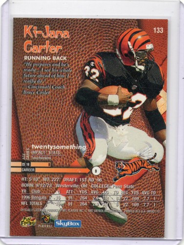 1997 Skybox Impact - Ki-Jana Carter #133 Cincinnati Bengals - Picture 2 of 2