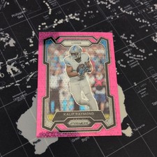 2023 Panini Prizm Kalif Raymond #100 Pink No Huddle Prizm /15