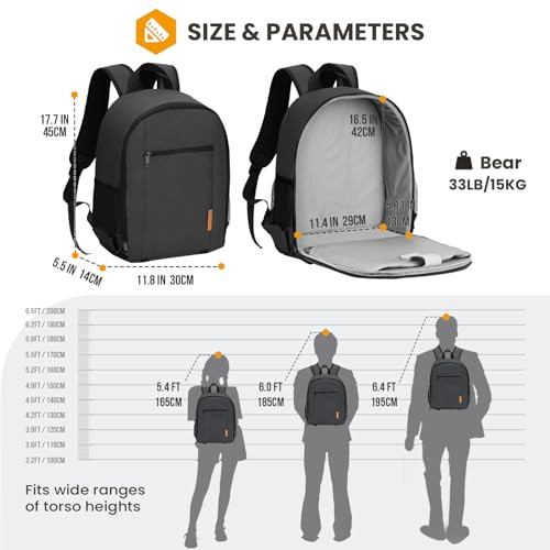  Kameratasche DSLR Kamerarucksack mit wasserdichtem Regenschutz Laptop Medium schwarz - Bild 6 von 7