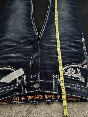 Rock Revival Morrie Slim Boot Jeans Men Sz 32 Medium Dark Blue Denim New - Picture 4 of 5