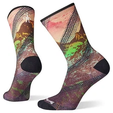Smartwool Cycle Zero Cushion Socks Women's M Crew Bright Coral Print Merino