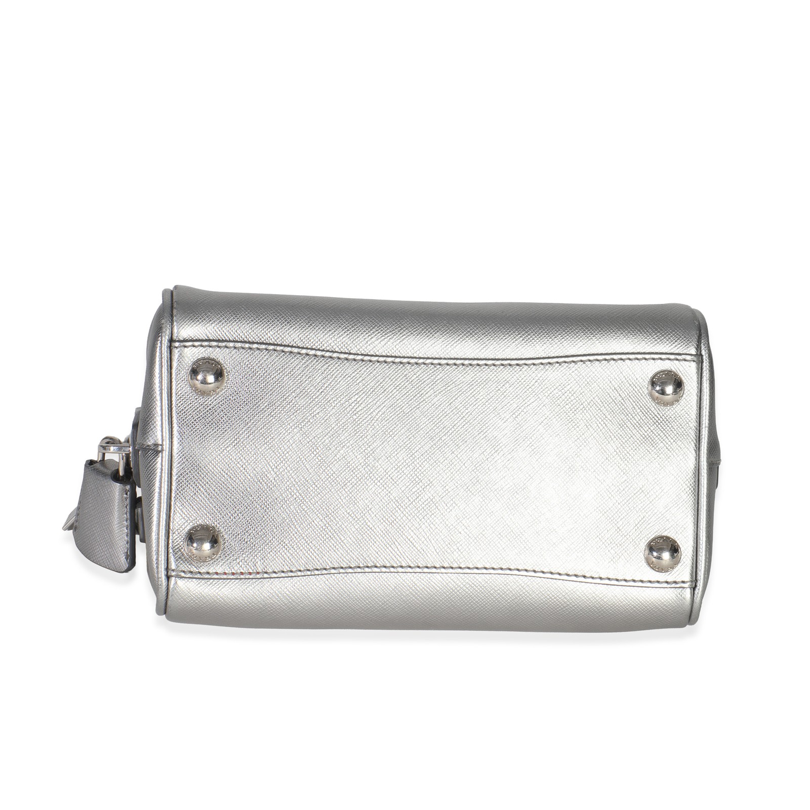 Prada Silver Saffiano Lux Small Bauletto Bag thumbnail 8