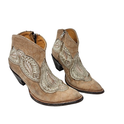 Old Gringo Bianca Croc Leather Embroidered Studded Cowgirl Boots Western Size 8 - Picture 2 of 10