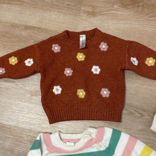 4x 18/24m Girl’s Sweaters Modern Moments H&M Design History Floral Stripes Solid - Picture 6 of 9