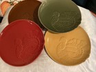 Thanksgiving Fall Turkey Salad Dessert Snack Ceramic Multi Plates 4) NWT