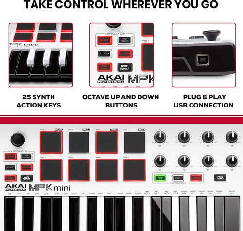 AKAI Professional MPK Mini MKII - 25 Key USB MIDI Keyboard Controller, NEW - Picture 4 of 8