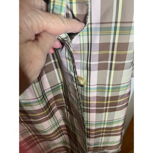 2008 Gap Maternity Plaid Trench Coat Lightweight Spring Fall Outerwear Jacket M - Picture 3 of 4