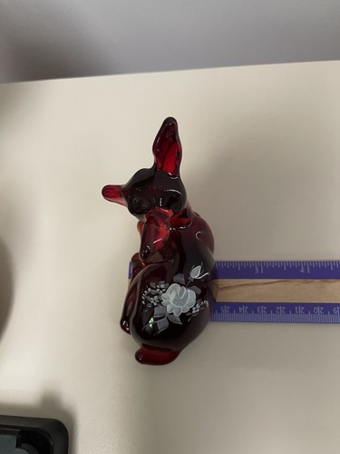 FENTON RED RUBY FAWN HIRSCH HANDBEMALT SIGNIERT FIGUR TOP *B35P - Bild 17 von 23