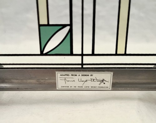 After FRANK LLOYD WRIGHT Stained Glass Panel WATERLILIES - Picture 2 of 3