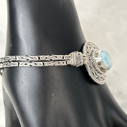 Pulsera de plata de ley 925 azul estilo Larimar Bali cierre de palanca - Imagen 3 de 10