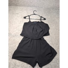 K LD Black Ruffle Layered Strappy Romper Shorts Womens Size M Made in USA