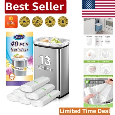 Durable 13 Gallon Clear Garbage Bags - Super Fit for Multiple Cans, 40 Count