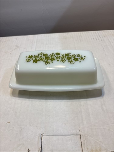 Vintage ~ Pyrex Corelle ~ Crazy Daisy Frühlingsblüte grün ~ Butterdose ~ EUC