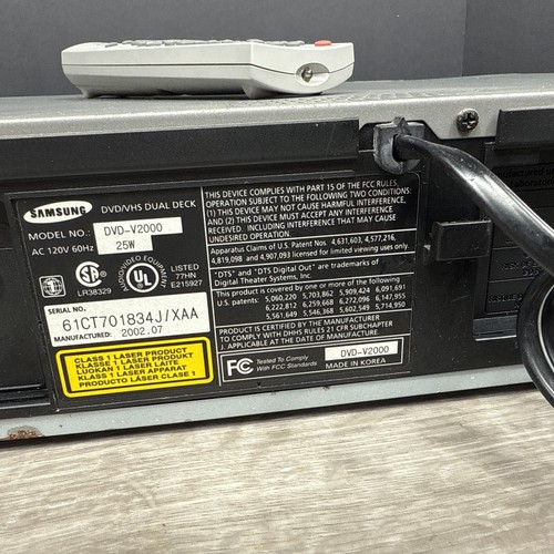 Samsung DVD-V2000 VCR DVD Combo VHS Recorder 4 Head HiFi Stereo W/ Remote - Picture 10 of 10
