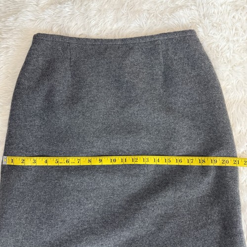 Vintage Talbots Wool Blend Midi Skirt Women Size 14 Petite Gray Fringe Hem Y2K - Picture 14 of 16