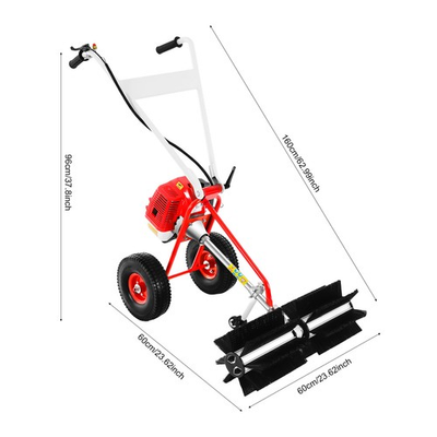#ad 43CC 1.7HP Walk Behind Power Sweeper Broom 2 Stroke Gas Engine Sweeper Lawn Turf $185.08