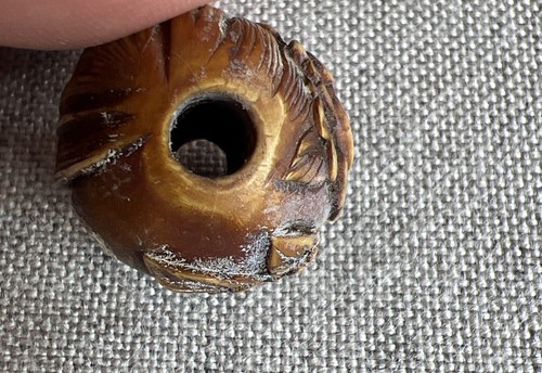 Antica Perla Ojime Decorata Stampata Giapponese Epoca Meiji - Foto 4 di 10