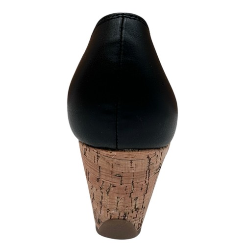 Kenneth Cole Gelena Women's Stretch Cork Wedge Sandal Size 9 Black-Tan Open Toe - Bild 6 von 11