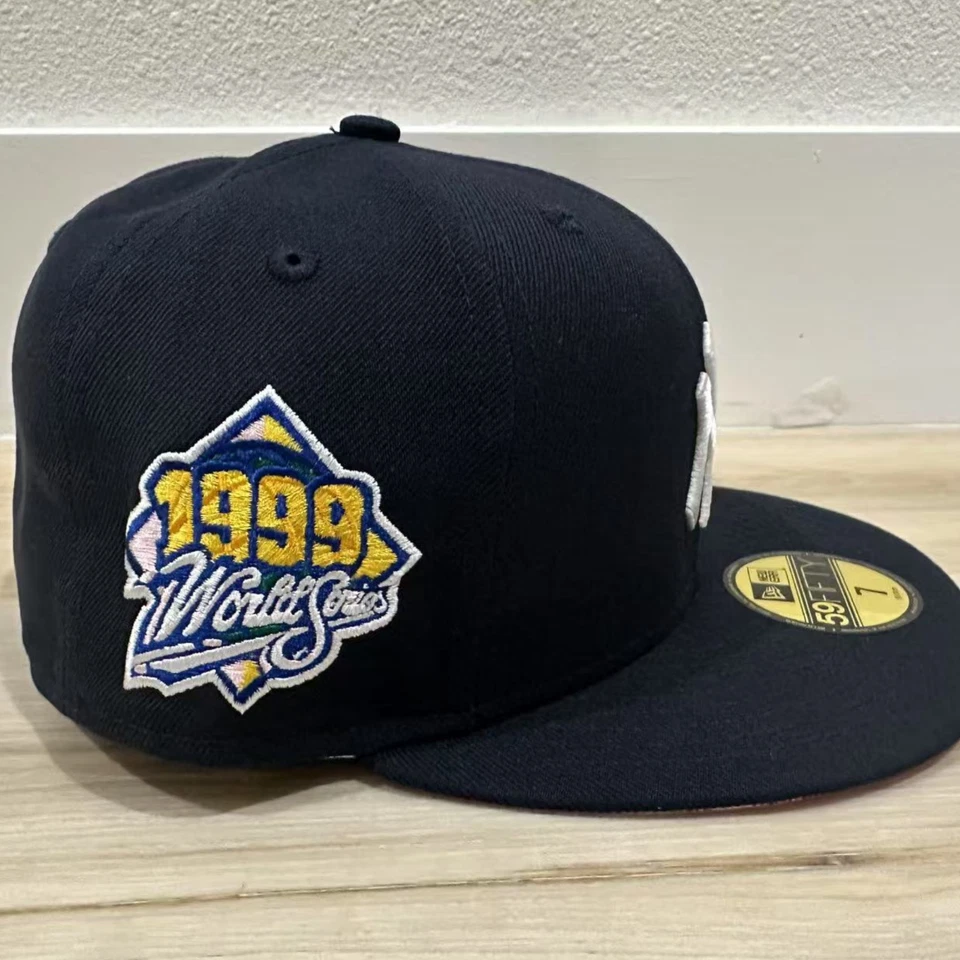 New York Yankees 1999 World Series 59FIFTY Hat New Era Navy Cap 90s Fitted - Image 2 of 4
