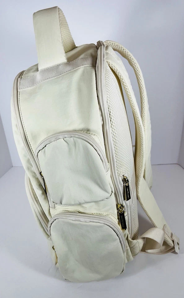 Isaac Mizrahi Нью-Йорк кремовый с розовато-лиловой подкладкой рюкзак ноутбука подгузник сумка сумочка - Изображение 3 из 4