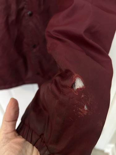 Vintage 80er Jahre burgunder sportliche Herren Arbeitsjacke Kunstfell gefüttert Gr. L einige Mängel - Bild 9 von 13